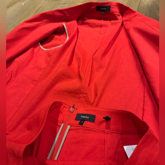 Theory Red Double-Breasted Blazer with Matching Shorts - Picture 15 of 16